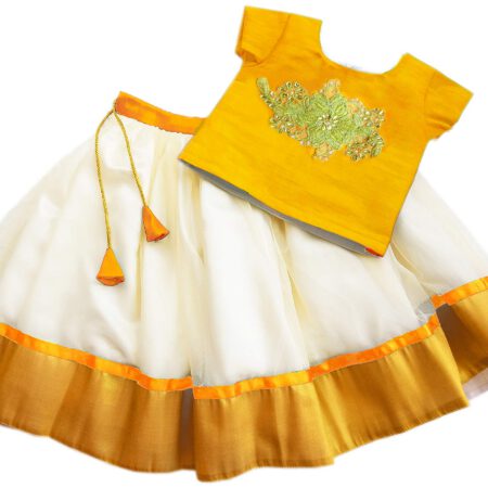 Kids Onam Pavada and Blouse Set